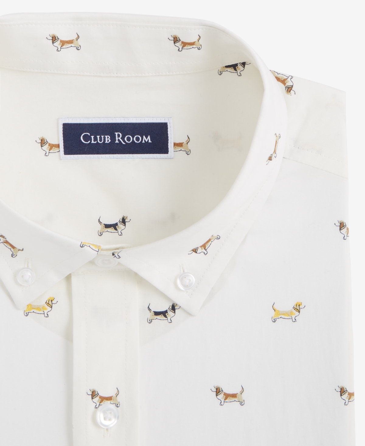 Club Room Men's Hound Dog Print Poplin Long-Sleeve Button-Down Shirt, Exclusively at Macy's