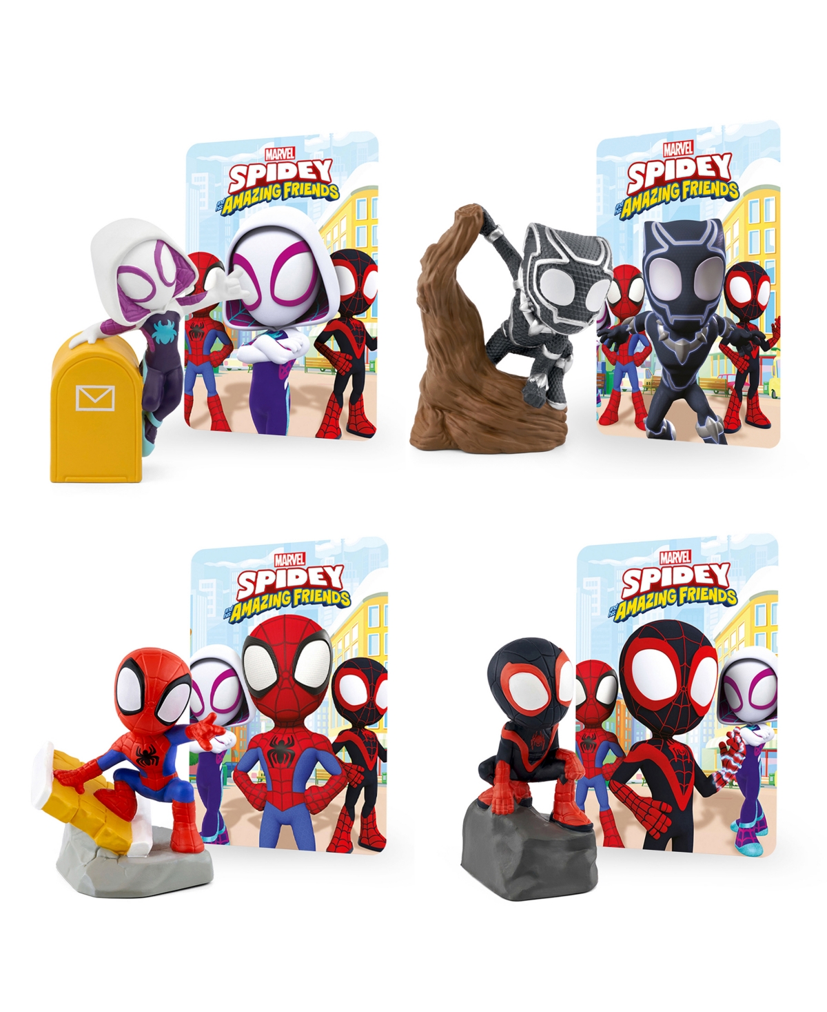 Tonies Marvel Set With Spidey, Spin, Ghost Spider, And Black Panther Audio Play Figurines In No Color