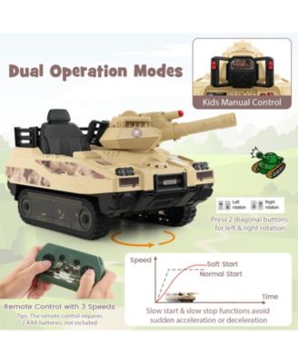 12V Electric Kids Ride On Tank with Rotatable Turret and 8 Missiles