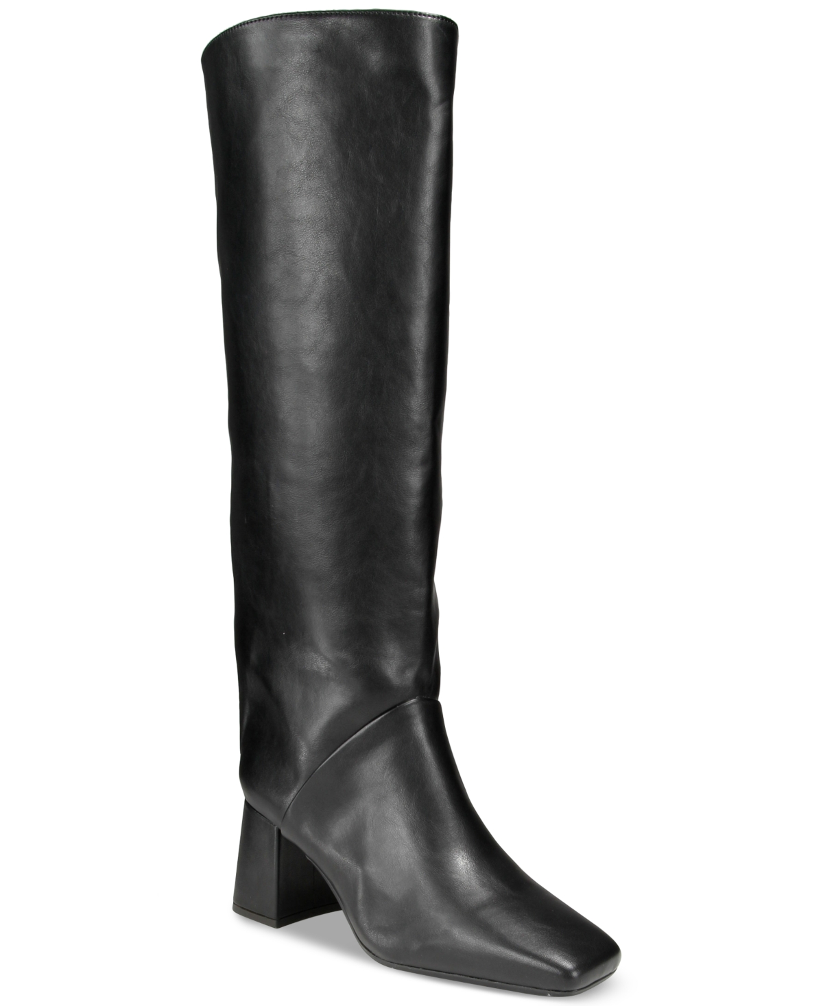 On 34th Women's Millerr Square-toe Knee High Boots, Created For Macy's In Black Smooth