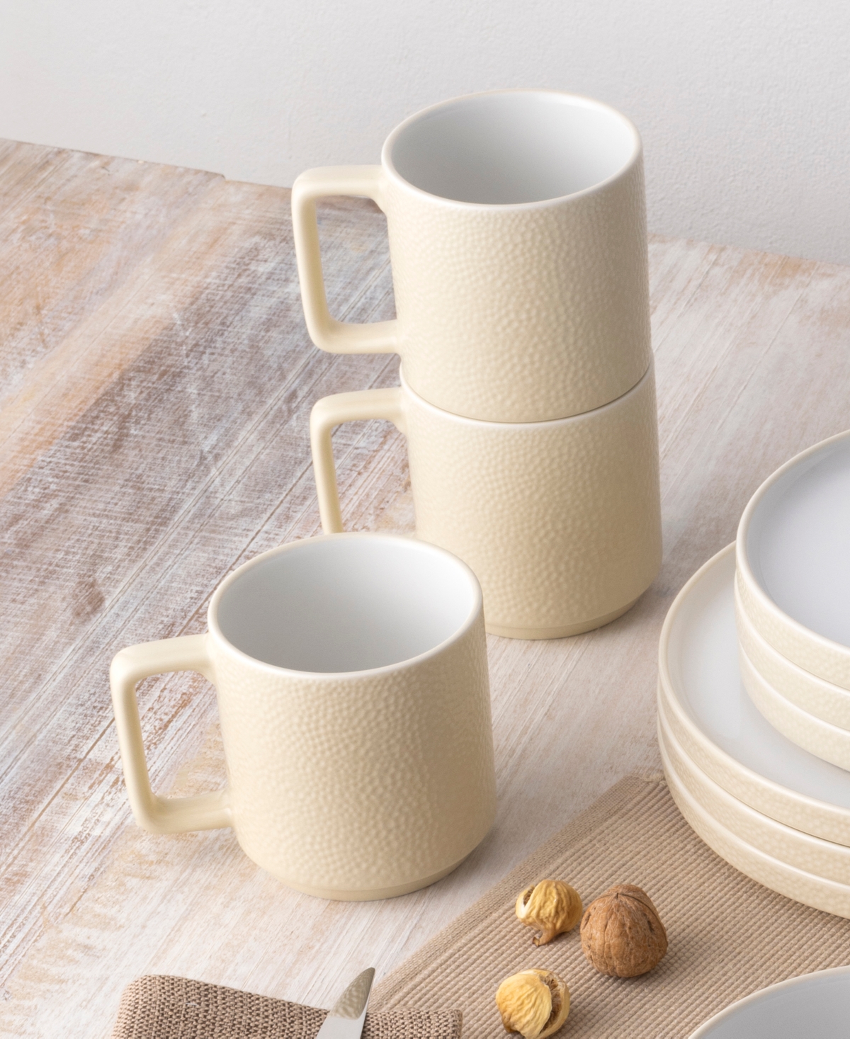 Noritake Colortex Stone Stax Ivory Mugs, Set Of 4 In Ivory