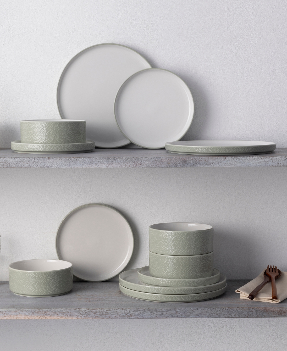 Noritake Colortex Stone Stax Cereal Bowls, Set Of 4 In Sage