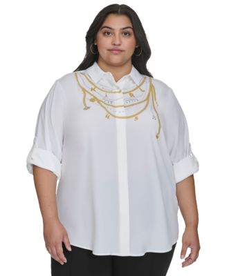 KARL LAGERFELD PARIS - Plus Size Necklace-Effect Blouse