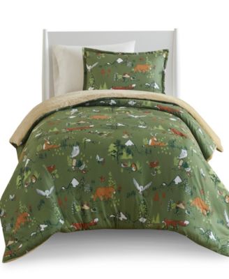 Intelligent Design Heath Forest Animals Plush Reversible 3-Pc. Comforter Set, Full/Queen