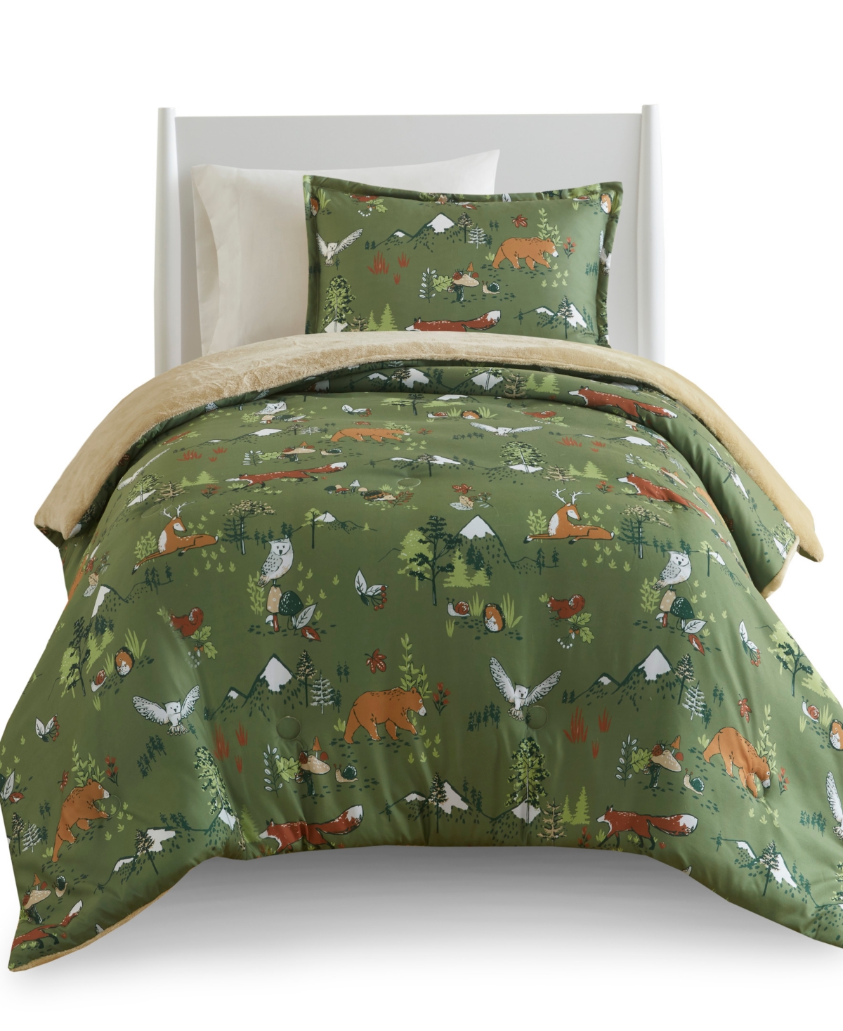 Mi Zone Kids Heath Forest Animals Plush Reversible 3-Pc. Comforter Set,