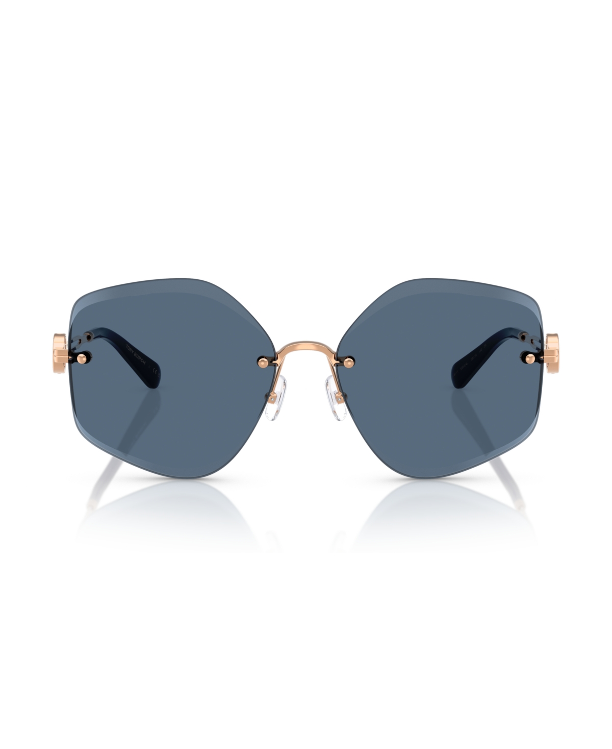 Tory Burch Geometric-frame Sunglasses In Shiny Rose Gold