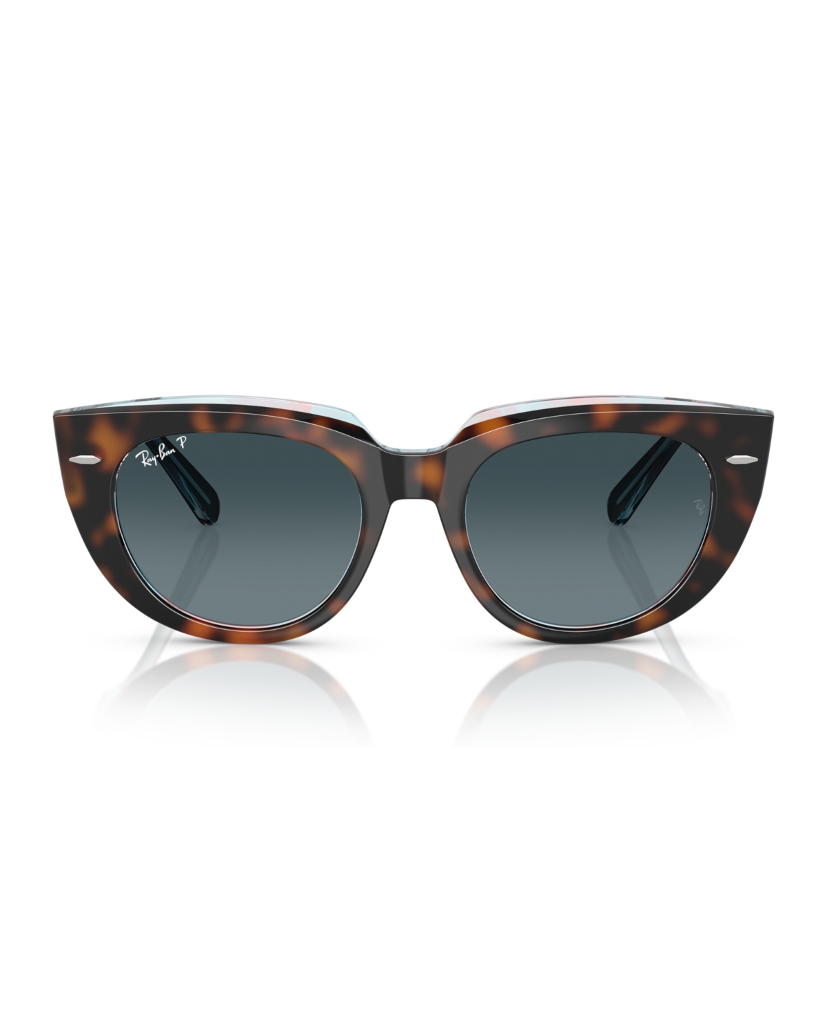 Ray Ban Doreen Sunglasses Dark Havana On Transparent Multicolor Frame Blue Lenses Polarized 52-20 In Dark Havana On Transparent Multicolor