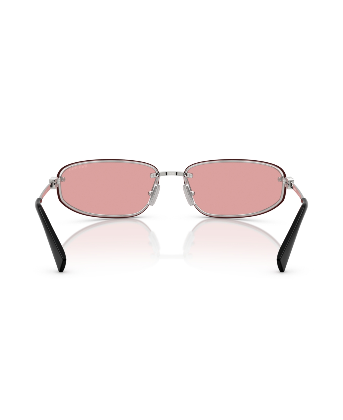 Miu Miu A50s Rimless Oval Metal Sunglasses In Pink,silver