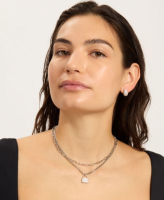 ADORNI Adjustable Crystal Layered Chain Lock Necklace