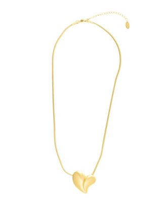 Gold Tarnish Resistant Adjustable Oversized Puffy Heart Necklace