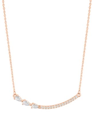 Adjustable Crystal Curved Bar Pink Cultivated Pearl Necklace