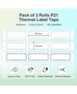 P21 Genuine Adhesive Pattern with Border Label Paper 14x40mm (0.55"x1.57") 180 Labels/Roll, 3 Roll, for Home Office School Organization, Gift for Decoration, Compatible with P21 Label Maker