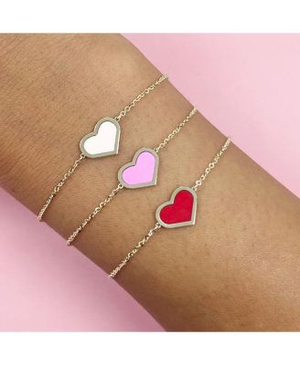 Bubblegum Pink Single Heart Bracelet 14K Gold