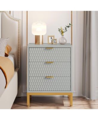 3-Drawer Nightstand, 25.8" Tall Modern Bedside Table, Large Side End Table with Storage Drawers for Bedroom