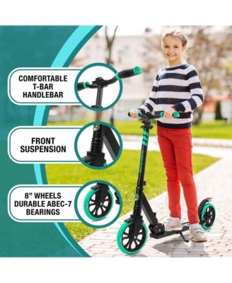 Kick Scooter Adult Teenagers Kids- 2 Wheel Kids Scooter with Adjustable T-Bar Handlebar - Alloy Anti-Slip Deck - Portable Folding Scooters for Kids with Carrying Strap - Leopard