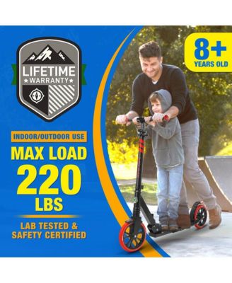 Kick Scooter Adult Teenagers Kids- 2 Wheel Kids Scooter with Adjustable T-Bar Handlebar - Alloy Anti-Slip Deck - Portable Folding Scooters for Kids with Carrying Strap - Leopard