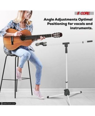 Tripod Mic Stand Pair Heavy Duty Height Adjustable Floor Microphone Boom Arm Pedestal Para Microfono for Singing On Stage Studio - MS 080 WH 2PC