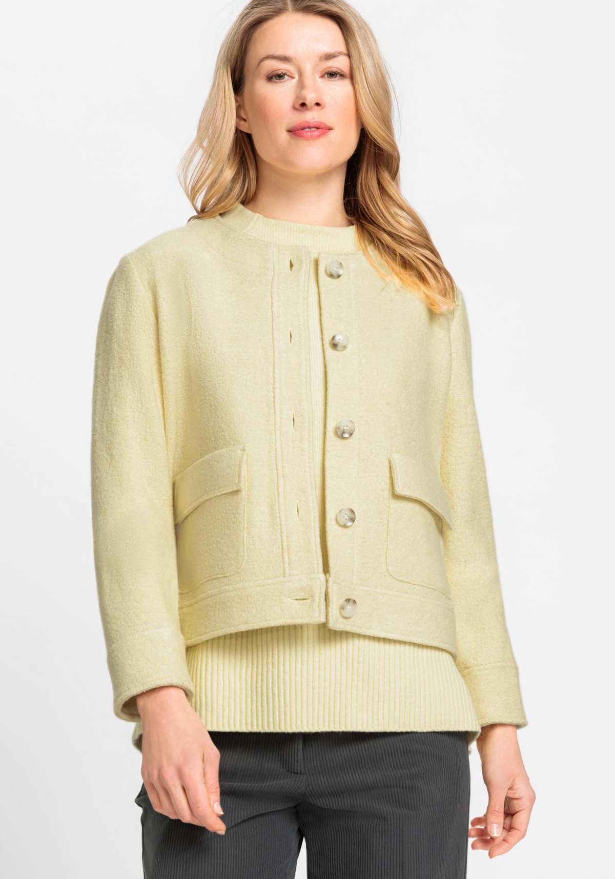 Olsen Women's Cropped Boiled Wool Blend Jacket