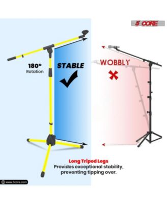 Tripod Mic Stand Pair Heavy Duty Height Adjustable Floor Microphone Boom Arm Pedestal Para Microfono for Singing On Stage Studio - MS 080 YLW 2PC