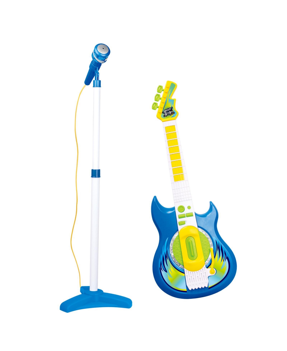 Contixo Pink Kids Guitar and Microphone Set - Adjustable Stand, Musical Toy - Blue
