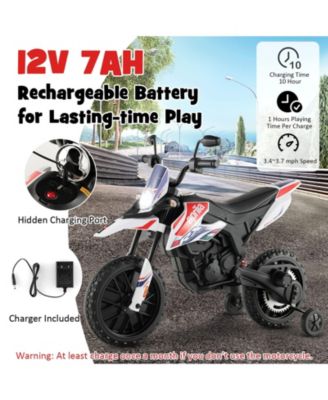 Aprilia Licensed Kids Ride On Motorcycle with 2 Training Wheels-White