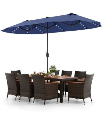 11 PCS Patio Dining Set with 15ft Double-Sided Patio Umbrella (Base Included)