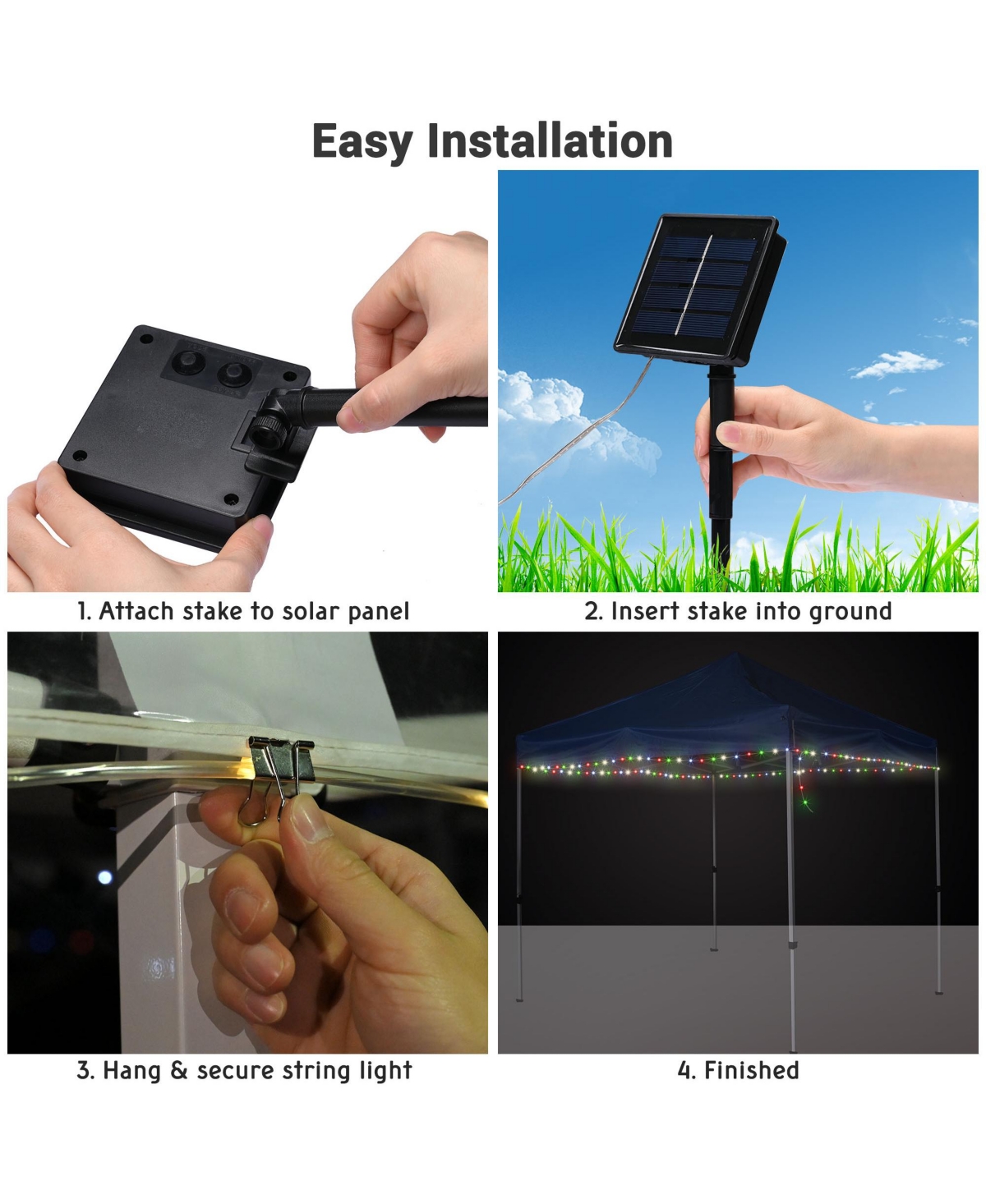 Yescom 40Ft Solar 120LED Canopy String Light 8 Mode Rgb Party Outdoor Garden Patio Umbrella Decor with Clip, Multicolor