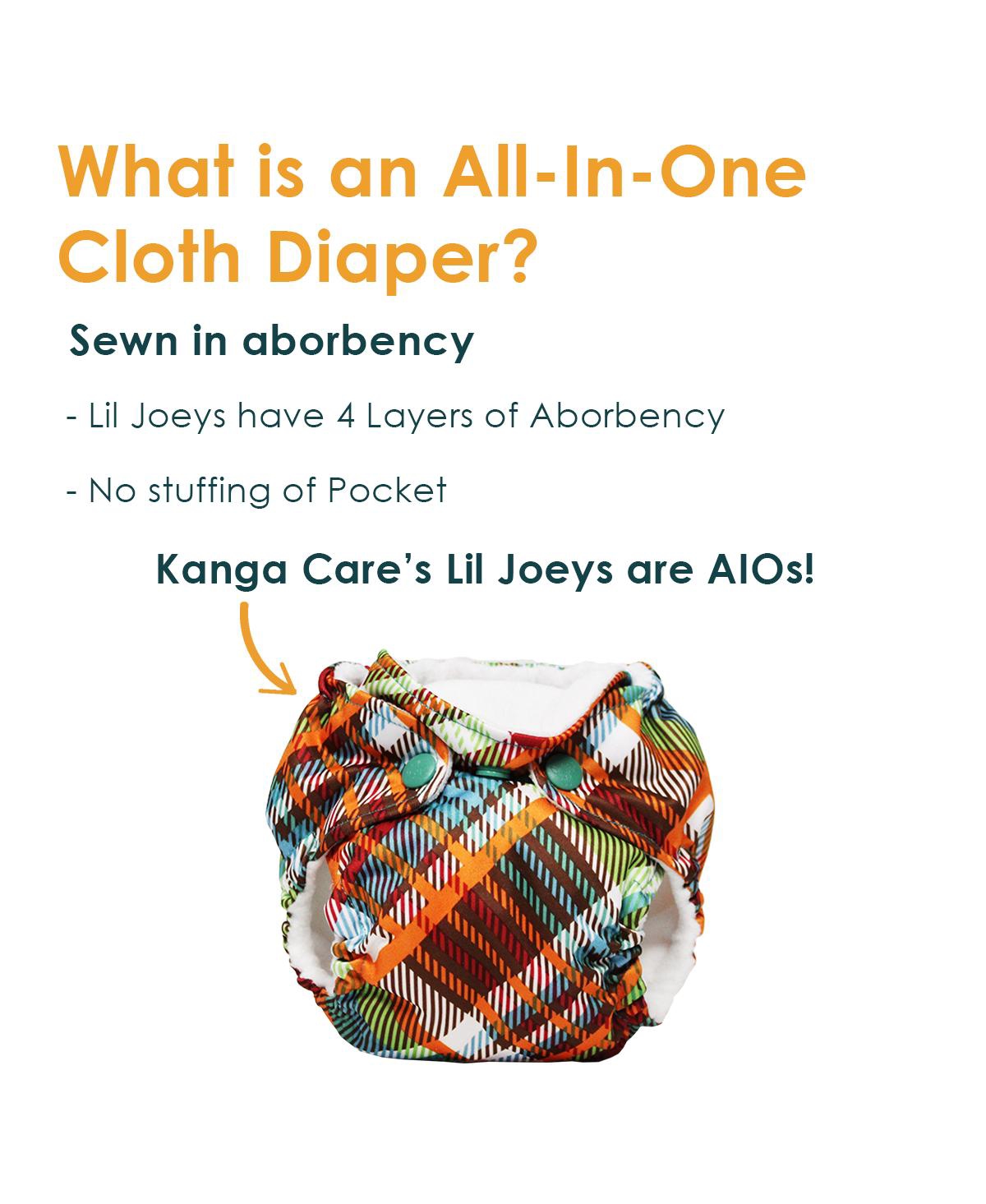 Kanga Care Baby Boys Lil Joey Newborn All in One Aio Cloth Diaper (2pk)