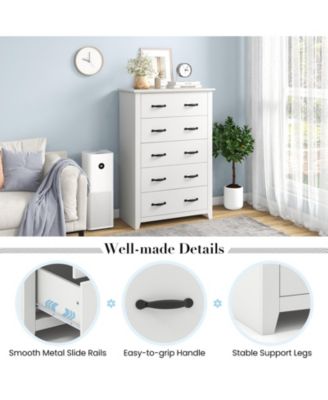 Tall Storage Dresser with 5 Pull-out Drawers for Bedroom Living