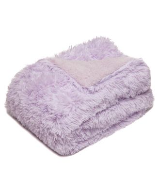 Premium Solid Faux Long Fur Throw Blanket - Soft, Fuzzy Throw Blanket - For Bed or Couch - 60" x 70" - Aubergine