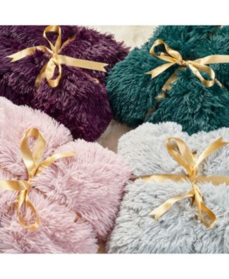 Premium Solid Faux Long Fur Throw Blanket - Soft, Fuzzy Throw Blanket - For Bed or Couch - 60" x 70" - Aubergine