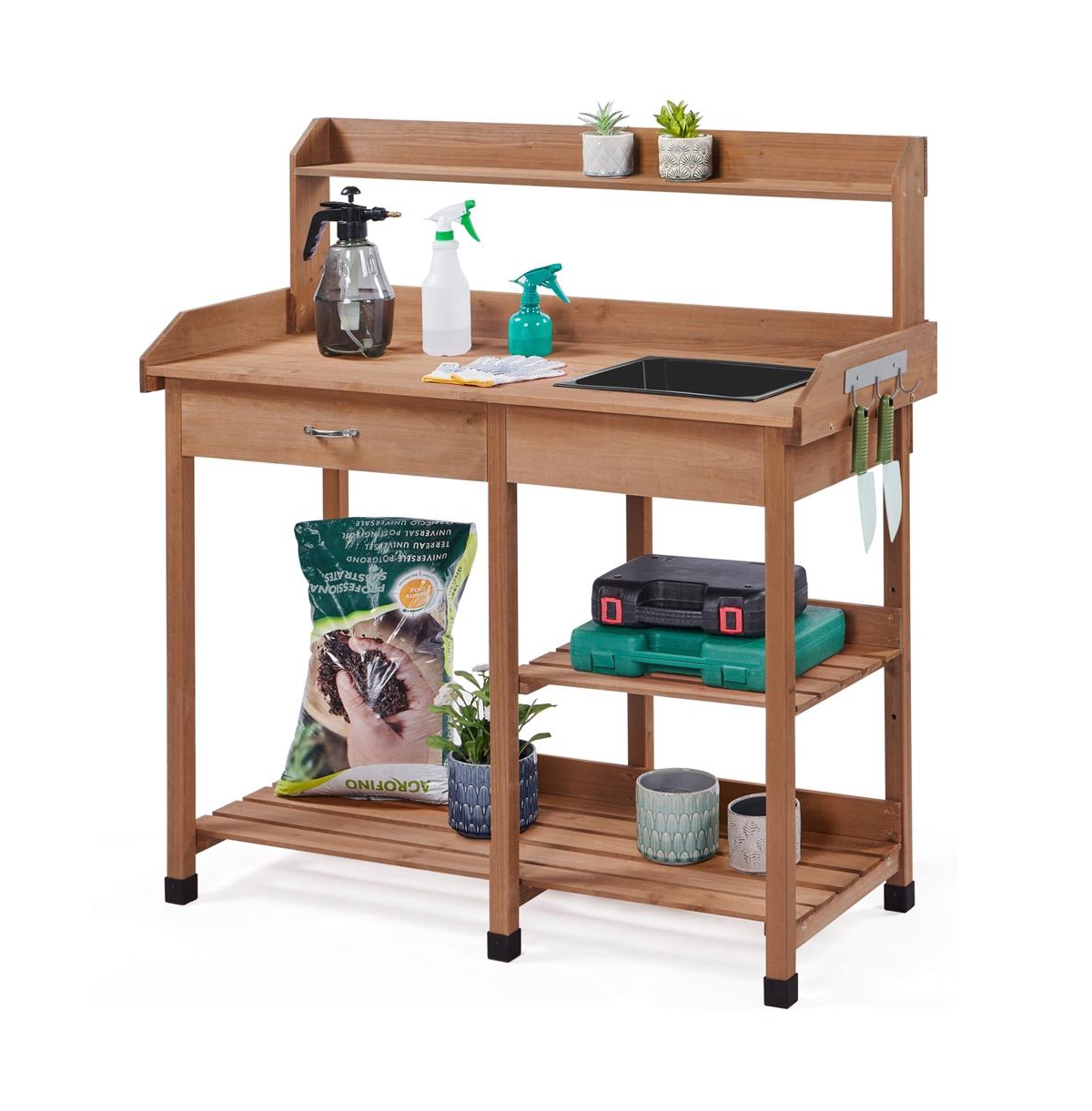 47.6 H Wood Potting Bench - Wood