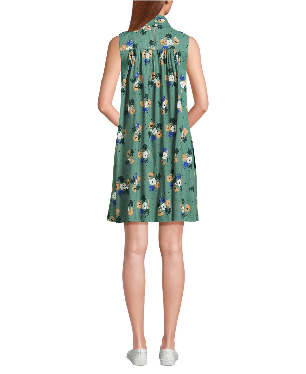 Lands' End Women's Cotton Voile Mock Neck Shift Dress