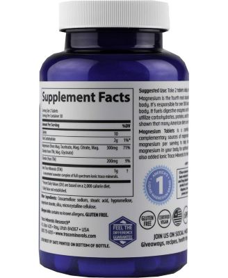 | Magnesium Tablets | Supports Normal Cellular, Muscle, Immune, Bone, and Nerve Function | Unflavored | 60 Tabs 300mg