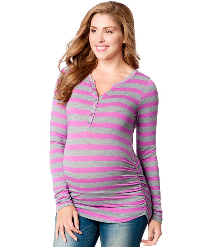 Motherhood Maternity Striped Henley Top Macy's