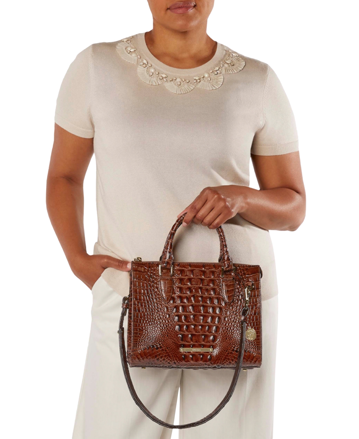 Brahmin Anywhere Convertible Melbourne Embossed Leather Satchel