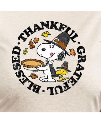 Plus Size Peanuts Thankful Graphic Pullover T-shirt