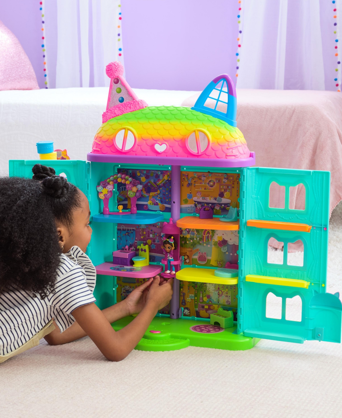 Shop Gabby's Dollhouse 15 Piece Rainbow Celebration Dollhouse In Multi Color