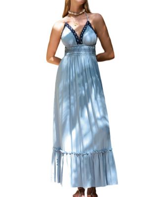 CUPSHE Women's Sky Blue Halterneck Lace Maxi Beach Dress - Macy's
