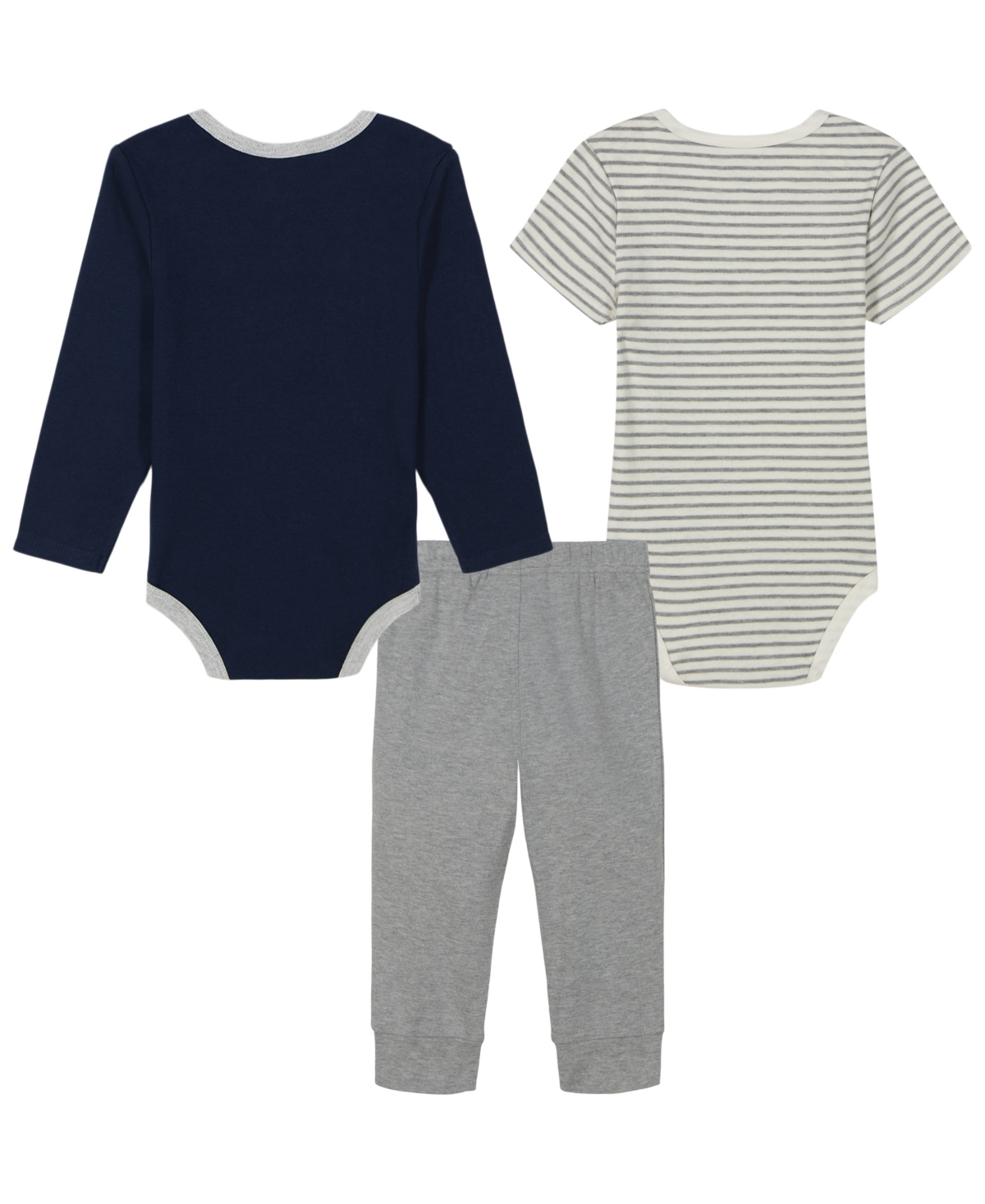Tommy Hilfiger Baby Boy Long Sleeve Logo Bodysuit, Striped Short Sleeve Bodysuit and Joggers 3-Piece Set
