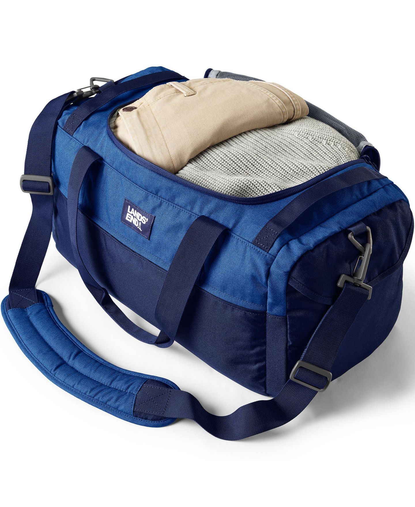 Сумка Lands' End Small All Purpose Travel Duffle, цвет: Синий сумеречный меланжевый — фото 2