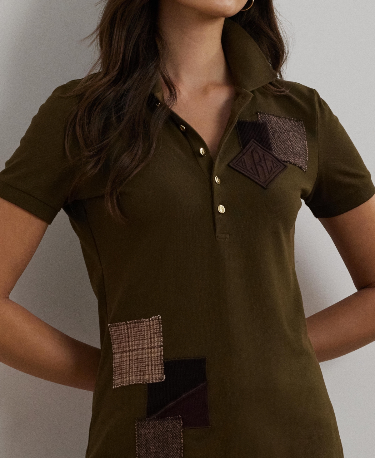 Lauren Ralph Lauren Women's Patchwork Pique Polo Shirt, Regular & Petite
