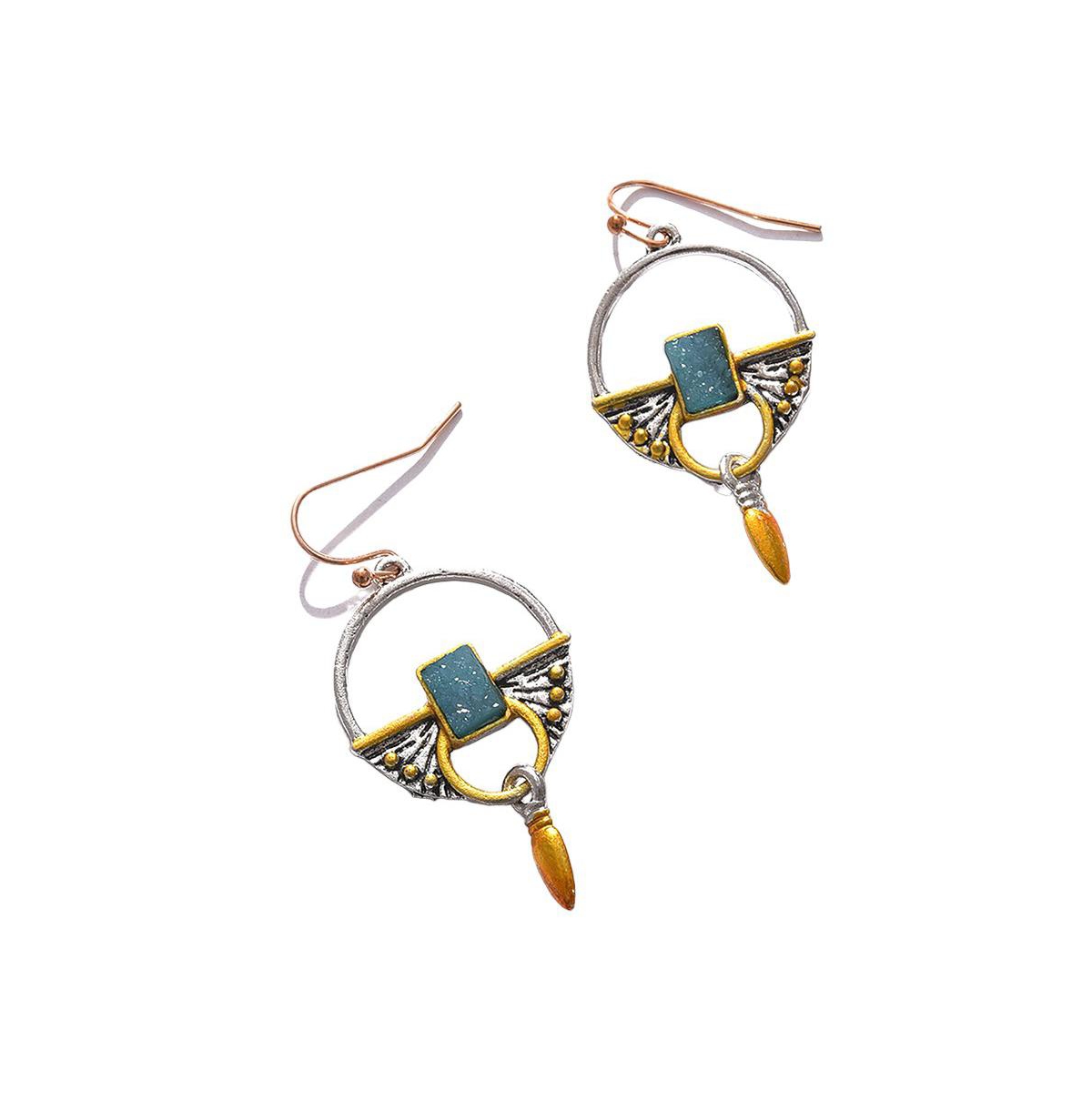 Sohi Women's Bohemian Drop Earrings In Green