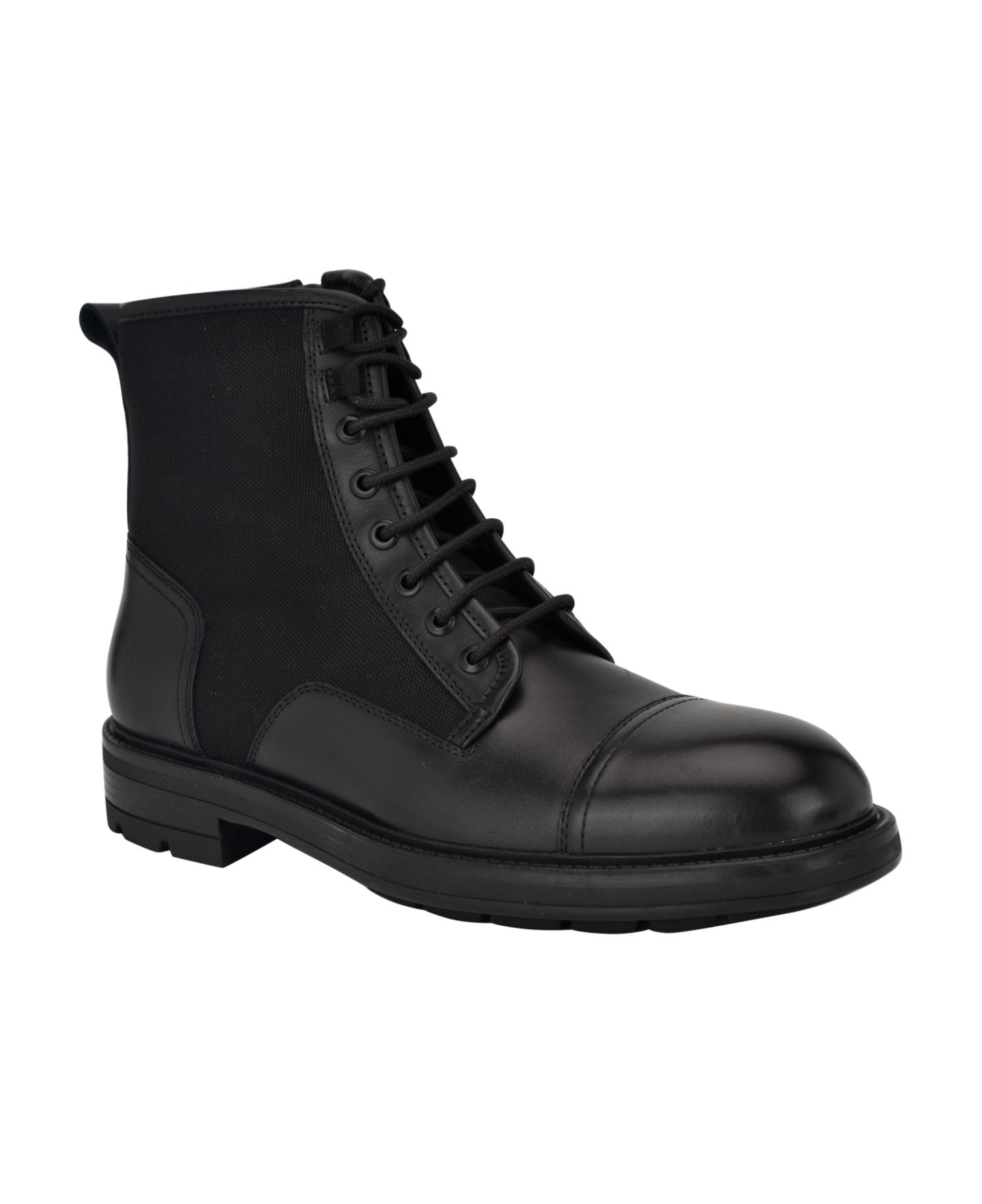 Мужские ботинки Calvin Klein Domly Lace-Up Almond Toe Casual, цвет: Чёрный кожаный — фото 1