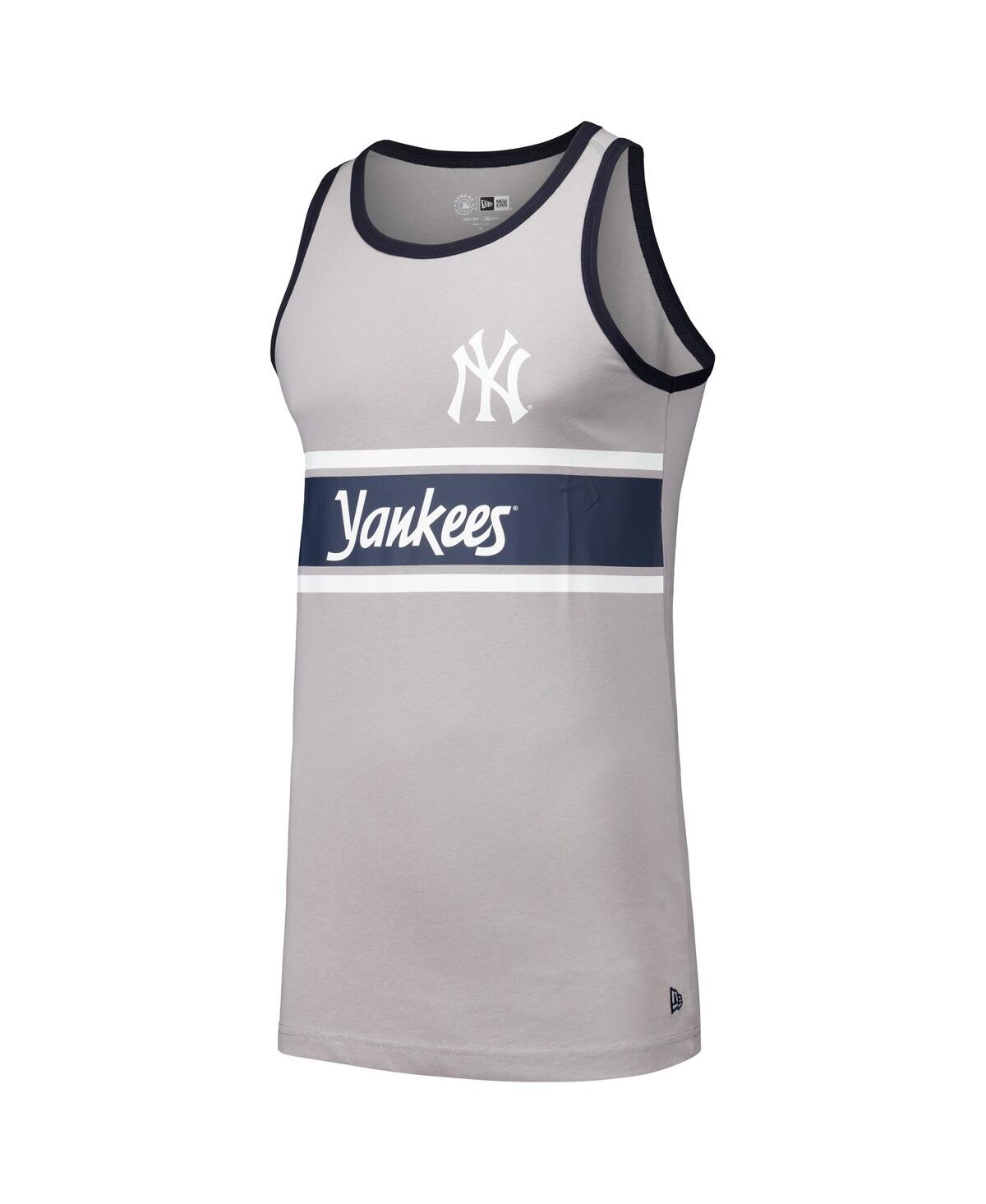 New Era Men's Gray New York Yankees Jersey Ringer Tank Top In Gray
