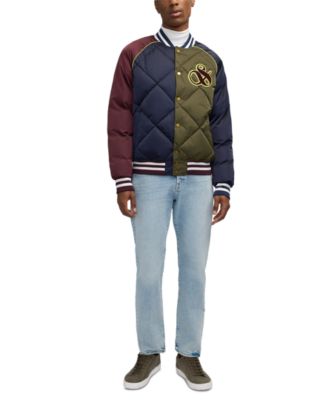 Men's Yrachie Color Block Quilted Varsity Bomber Jacket