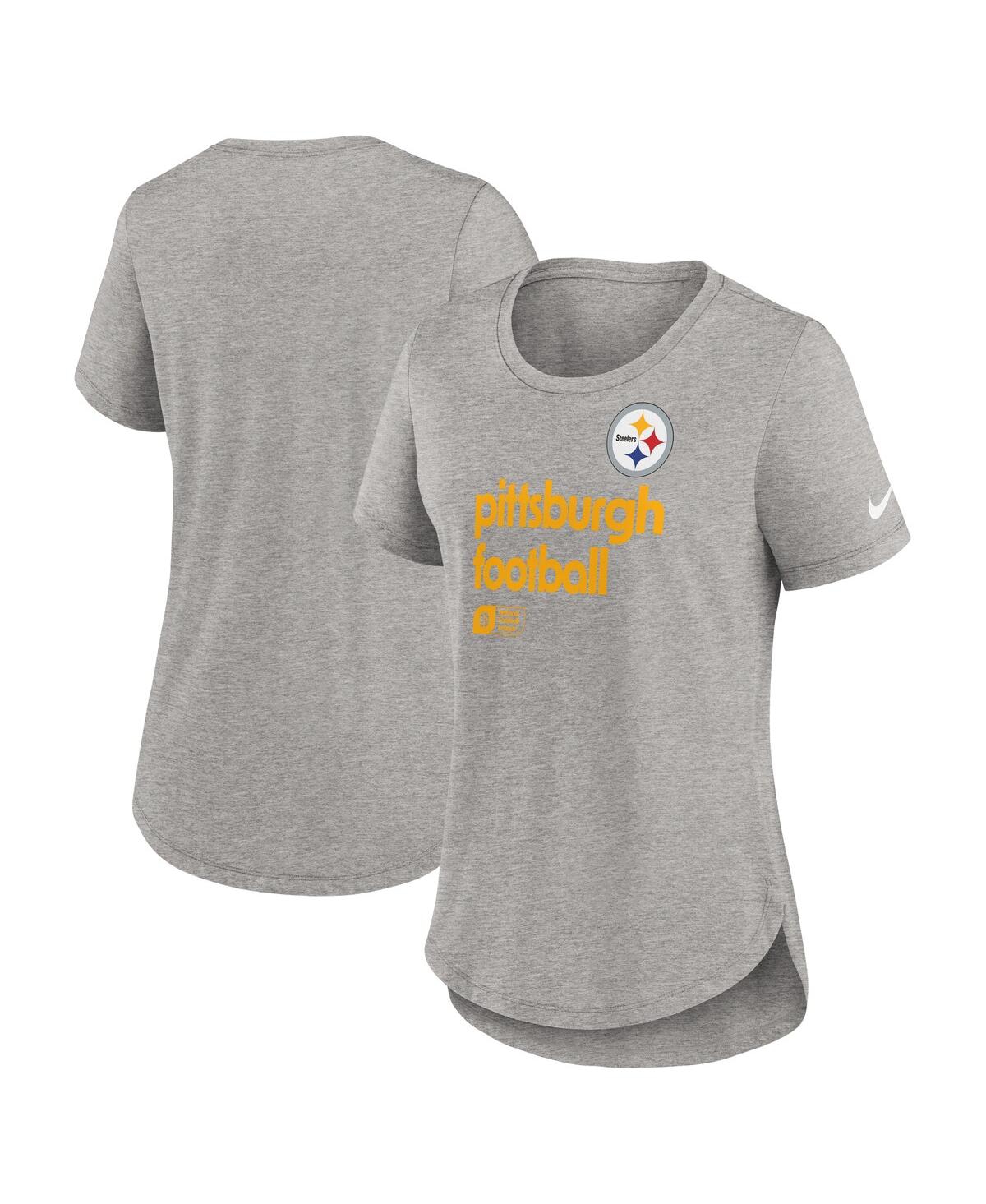 Nike Women's Heather Gray Pittsburgh Steelers Fashion Tri-blend T-shirt In Heather Gray
