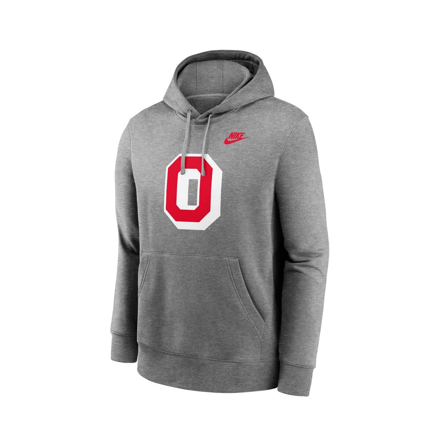 Мужское худи Nike Heather Gray Ohio State Buckeyes Legacy Logo Club Fleece Pullover — фото 3