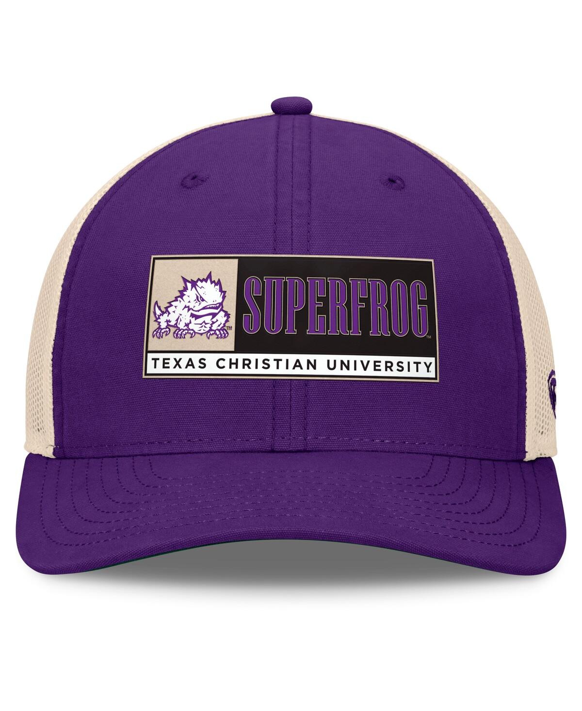 Top Of The World Men's Purple/natural Tcu Horned Frogs Bennett Trucker Adjustable Hat In Purple,natural
