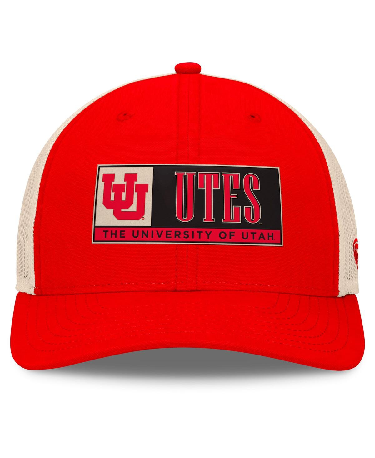 Top of the World Men'sNatural Utah Utes Bennett TruckerAdjustable Hat - Red, Natural